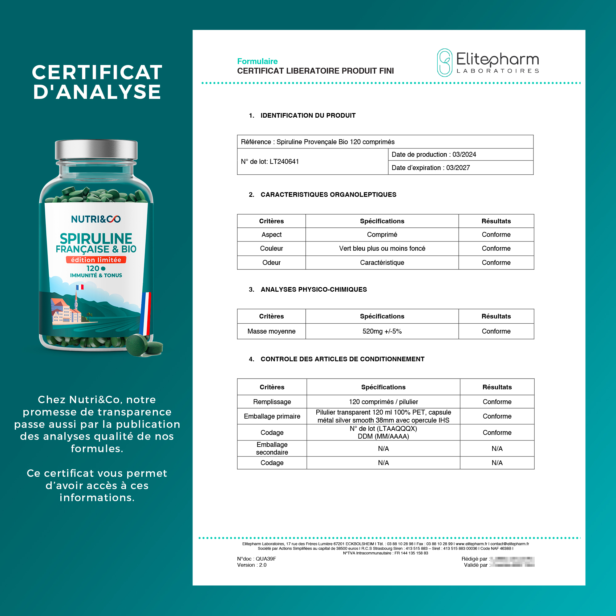 Analyse microbio spiruline française